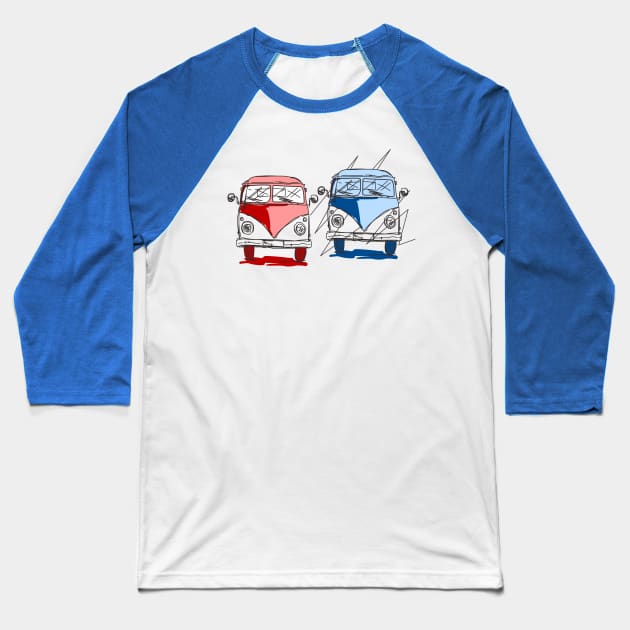 Red and blue coupel cars Baseball T-Shirt by dasveg